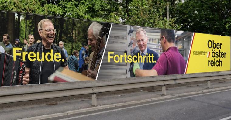 Wer aus Linz rausfährt, wird (wieder) vom Landeshauptmann verabschiedet