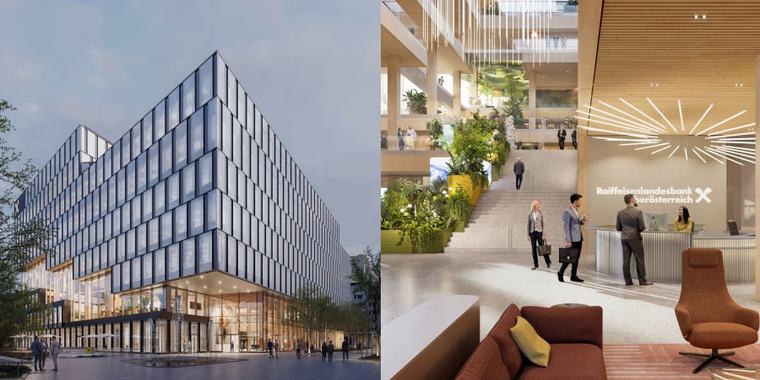 Die neue Konzernzentrale der Raiffeisenlandesbank OÖ wird in nachhaltiger Holz-Hybrid-Bauweise errichtet.